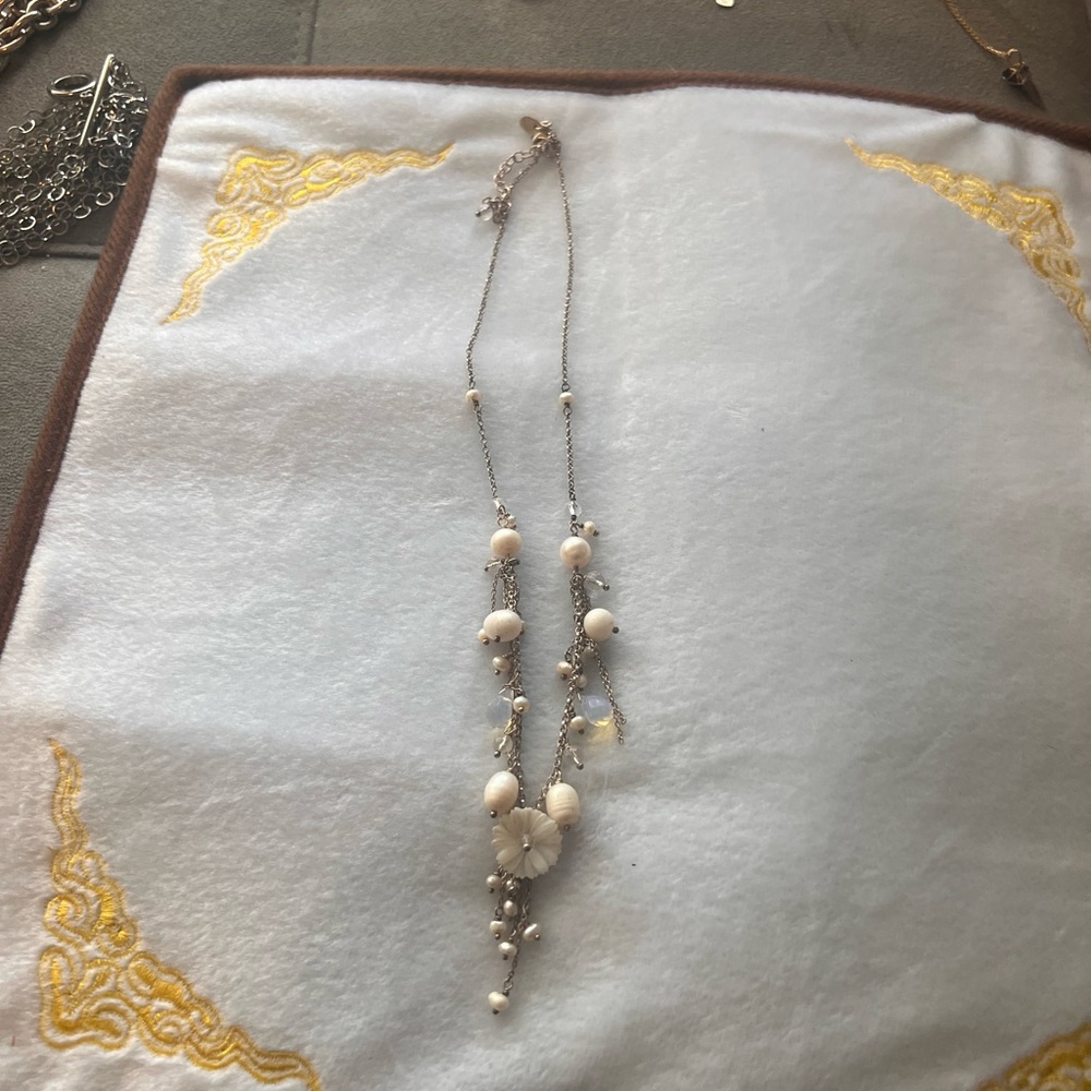 Sterling Silver shell and freshwater pearl necklace